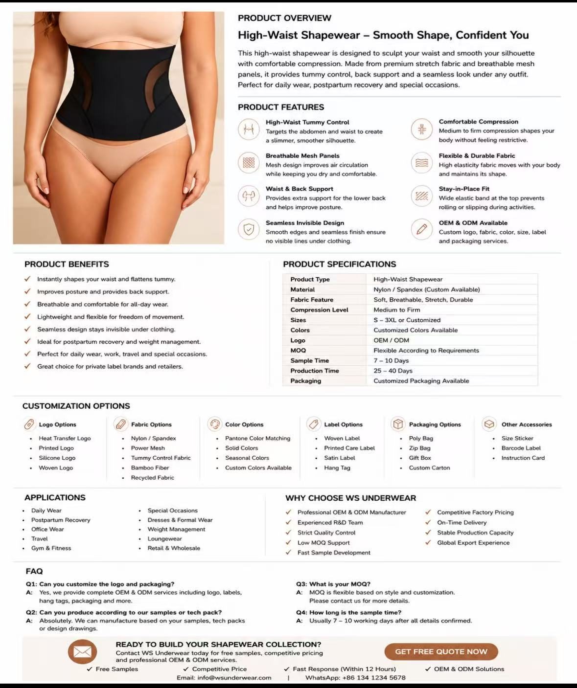 High Waist Tummy Control Shapewear detail